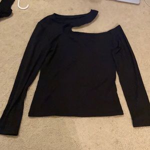 Black Long Sleeve Cutout Shirt M